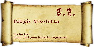 Babják Nikoletta névjegykártya