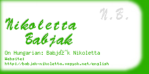 nikoletta babjak business card